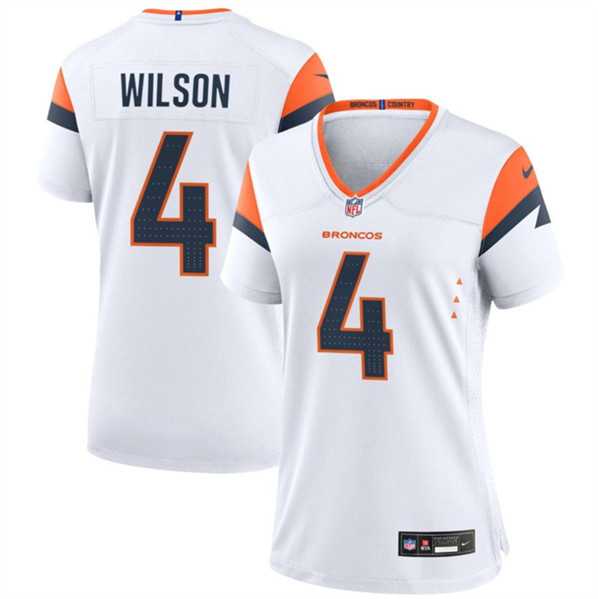 Women%27s Denver Broncos #4 Zach Wilson White 2024 Stitched Jersey Dzhi